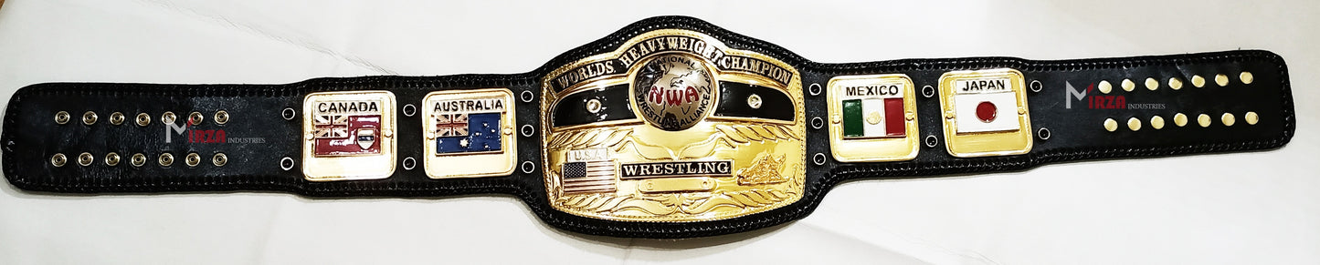 NWA DOMED GLOBE WORLD HEAVYWEIGHT CHAMPIONSHIP BELT ADULT SIZE REPLICA ZINC METAL