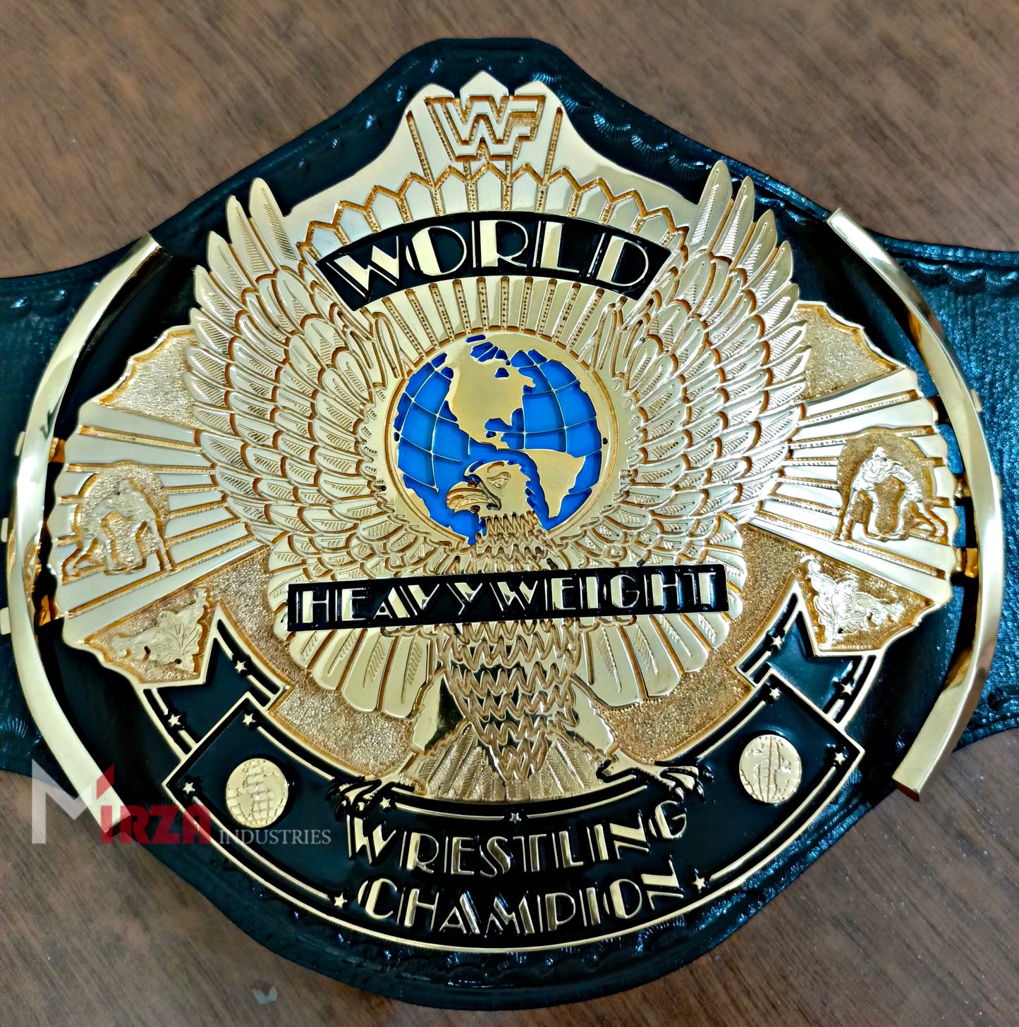 WWF Wing Eagle Wrestling Championship Belt 6MM CNC HD Textured Plates Adult Size 24k Gold