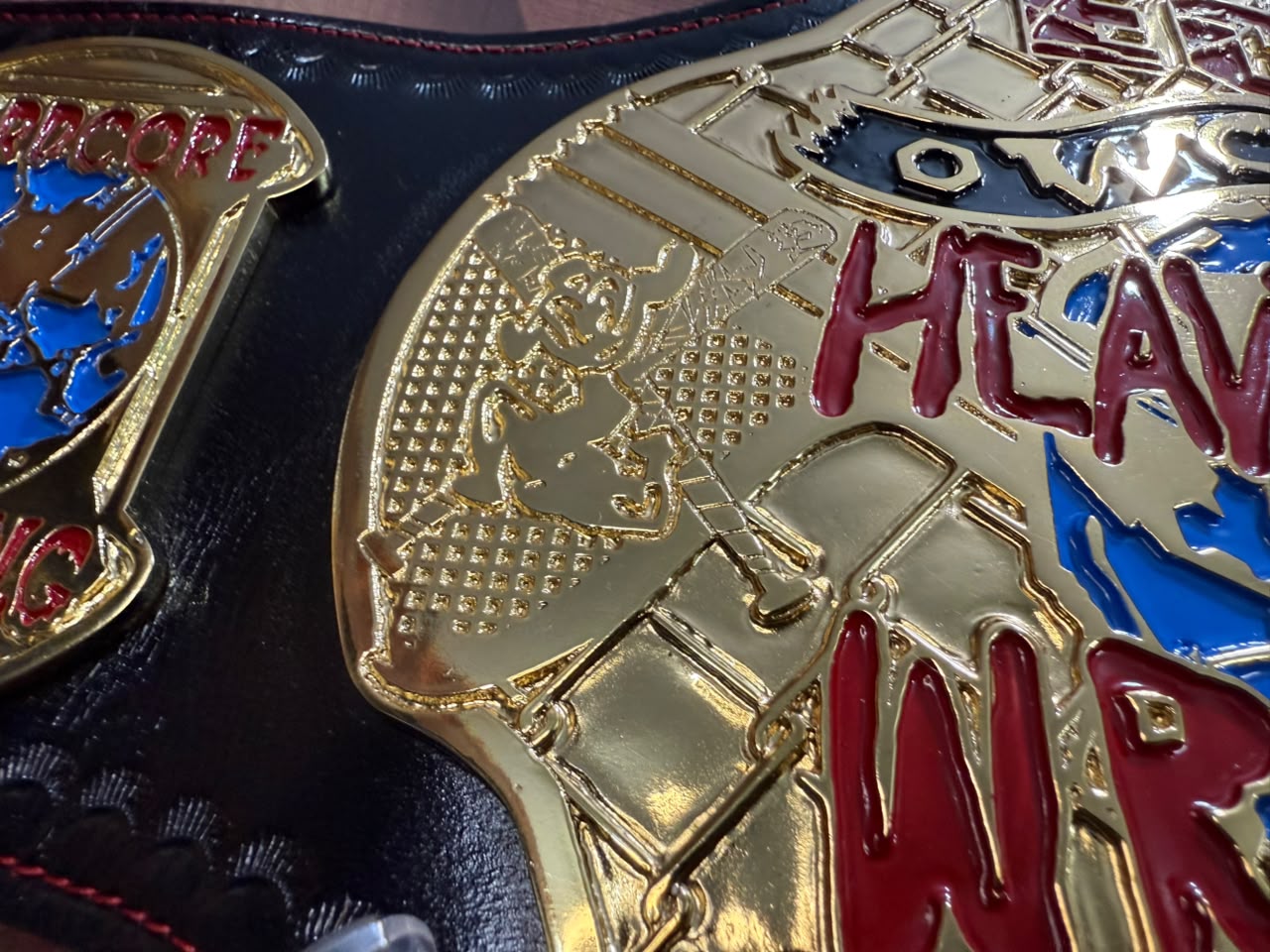 ECW WORLD WRESTLING Championship Replica Belt With Red Stitching