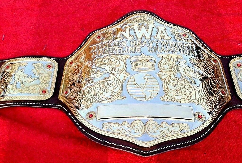 NWA Big Gold Heavyweight Wrestling Championship Replica Belt Adult Size Duel Plated