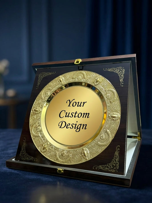 Custom Engraved Shield Award with Wooden Case Personalized Trophy