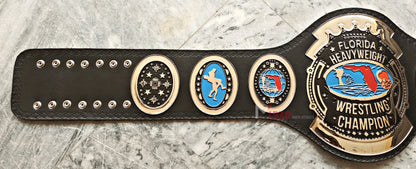 Florida 80's Heavyweight Wrestling Championship Belt Replica Zinc Metal