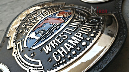 Florida 80's Heavyweight Wrestling Championship Belt Replica Zinc Metal