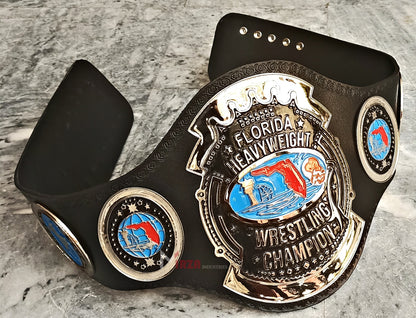 Florida 80's Heavyweight Wrestling Championship Belt Replica Zinc Metal
