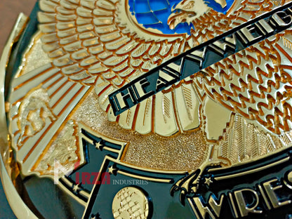 WWF Wing Eagle Wrestling Championship Belt 6MM CNC Textured Plates 24k Gold