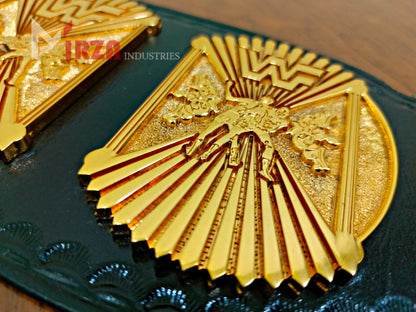 WWF Wing Eagle Wrestling Championship Belt 6MM CNC Textured Plates 24k Gold