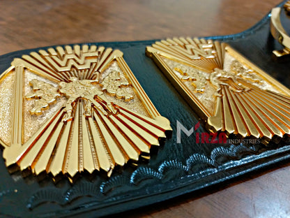 WWF Wing Eagle Wrestling Championship Belt 6MM CNC Textured Plates 24k Gold