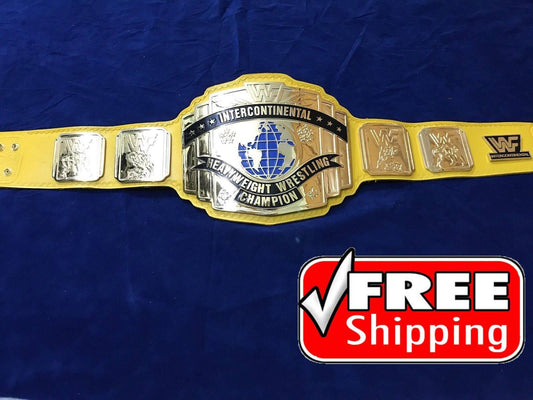 WWF INTERCONTINENTAL YELLOW GOLD Zinc Championship Title Belt