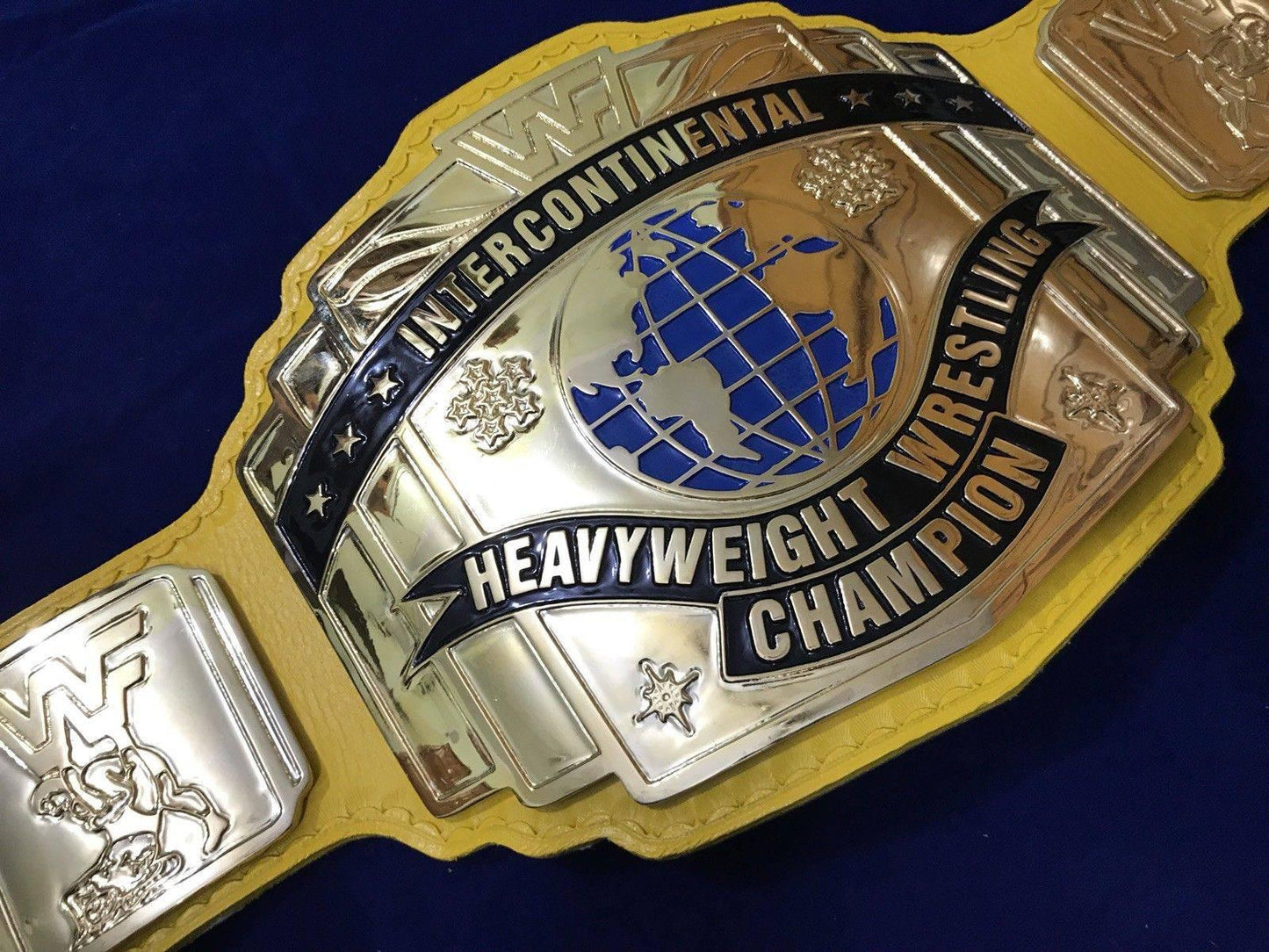 WWF INTERCONTINENTAL YELLOW 24K GOLD Zinc Championship Title Belt