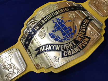 WWF INTERCONTINENTAL YELLOW 24K GOLD Zinc Championship Title Belt