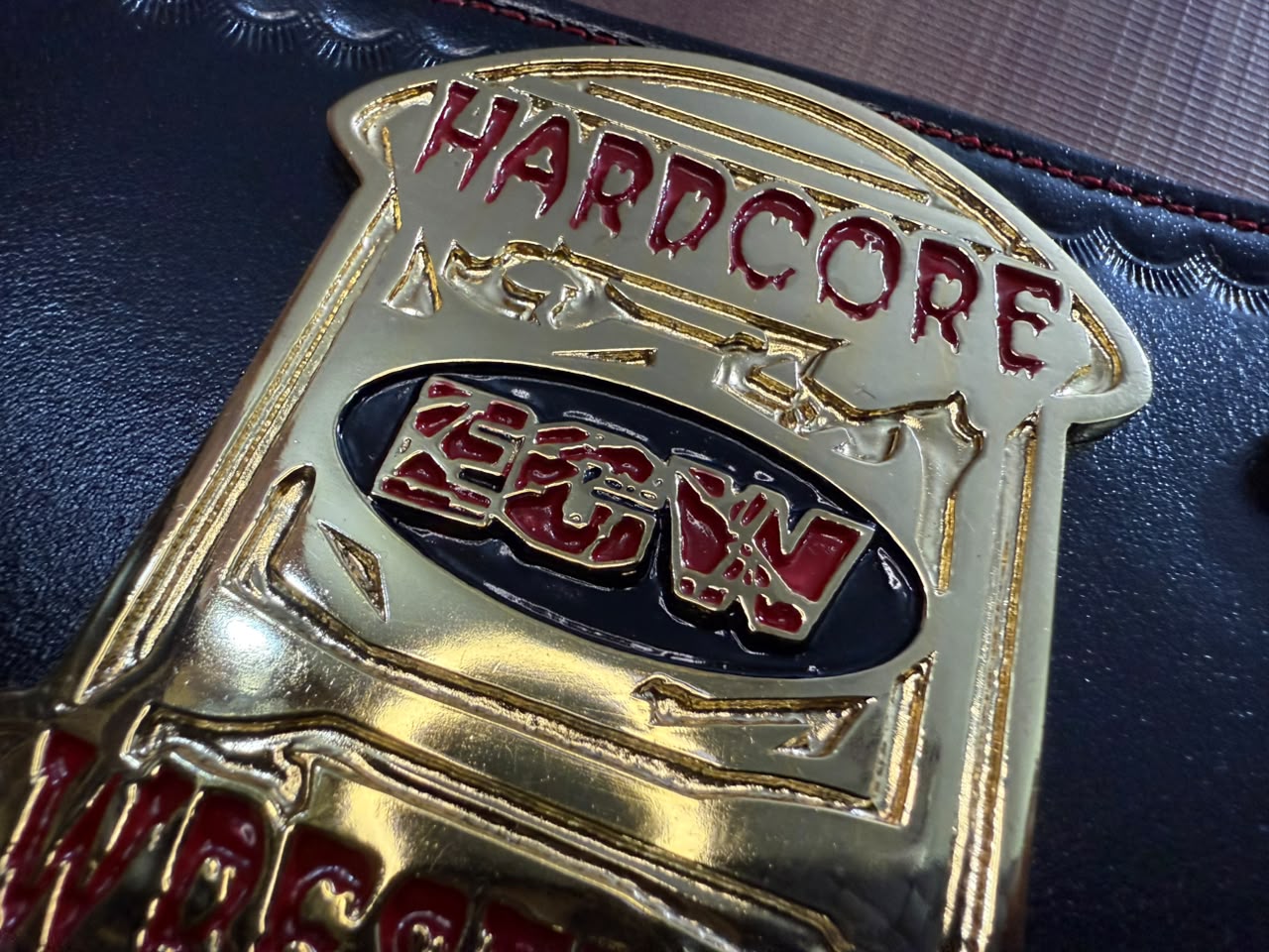 ECW WORLD WRESTLING Championship Replica Belt With Red Stitching