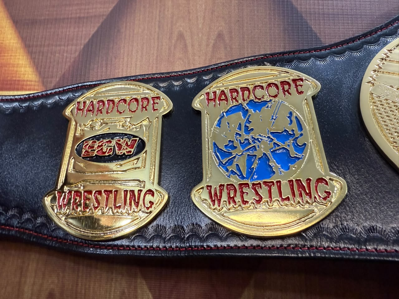 ECW WORLD WRESTLING Championship Replica Belt With Red Stitching