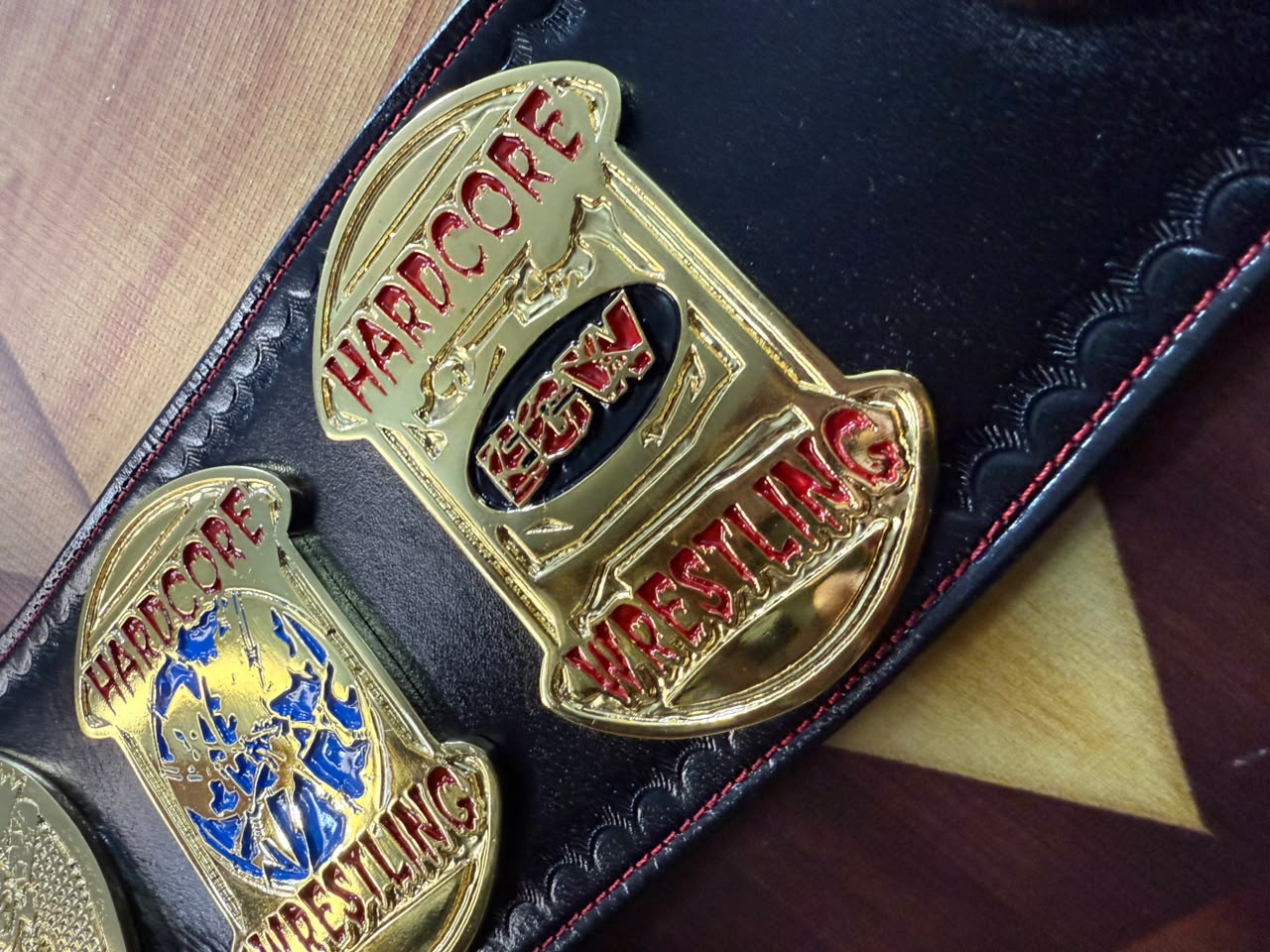ECW WORLD WRESTLING Championship Replica Belt With Red Stitching