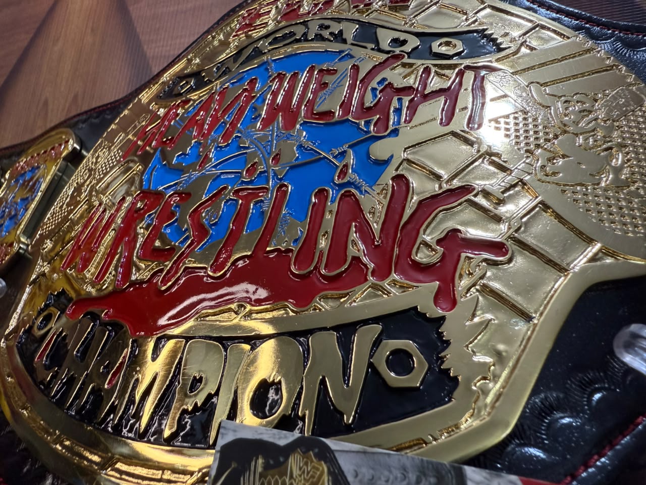 ECW WORLD WRESTLING Championship Replica Belt With Red Stitching