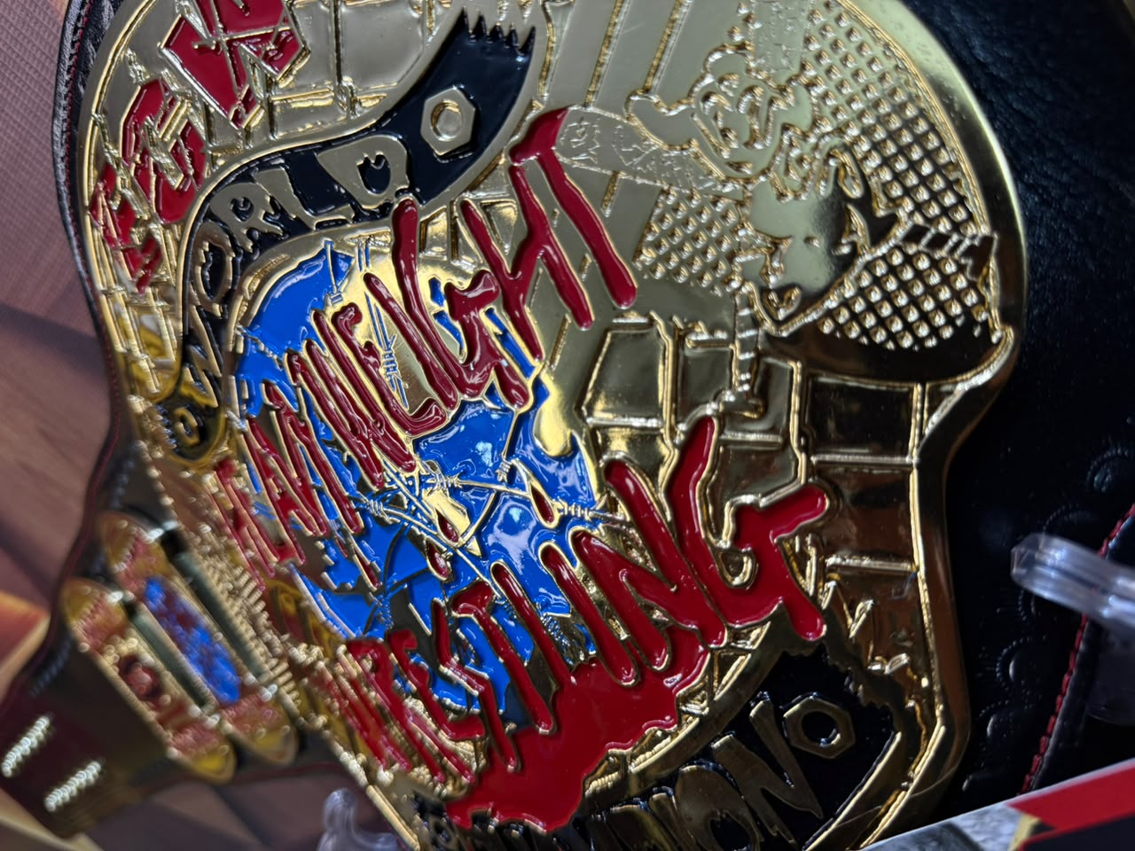 ECW WORLD WRESTLING Championship Replica Belt With Red Stitching