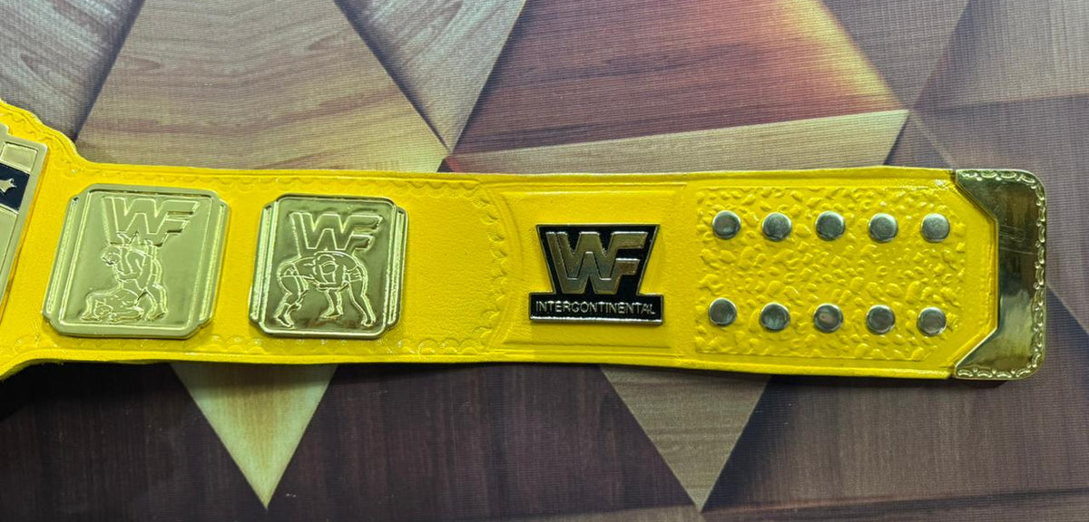 WWF INTERCONTINENTAL YELLOW GOLD Zinc Championship Title Belt