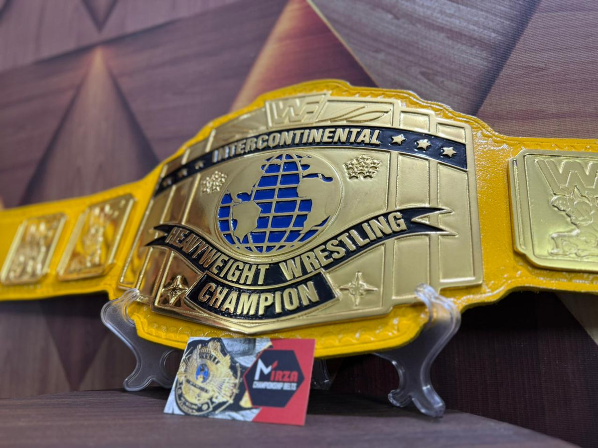 WWF INTERCONTINENTAL YELLOW GOLD Zinc Championship Title Belt