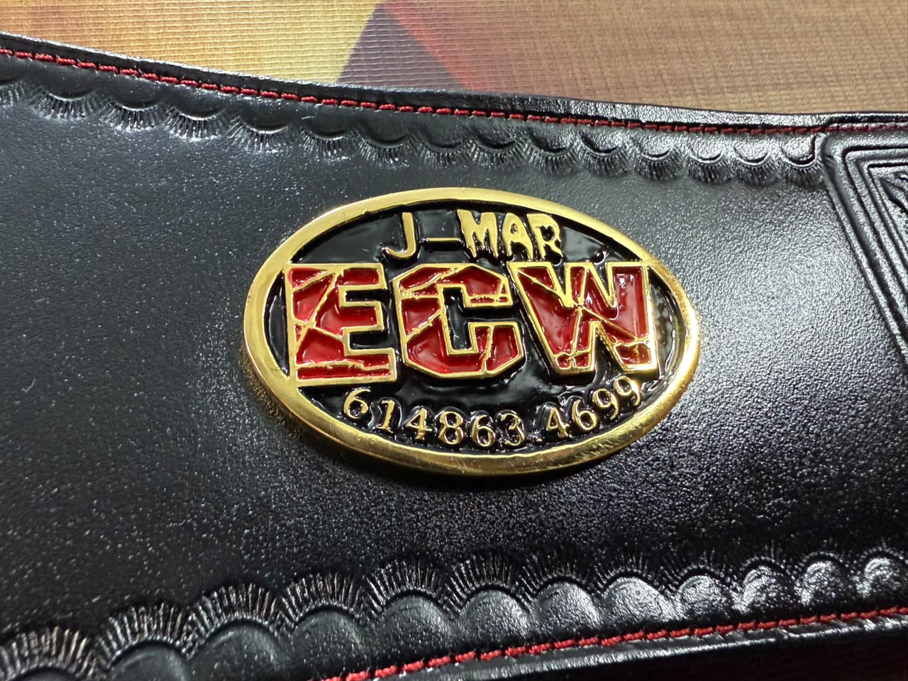 ECW WORLD WRESTLING Championship Replica Belt With Red Stitching
