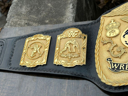 WWF TAG TEAM WRESTLING CHAMPIONSHIP REPLICA BELT 24K GOLD HAND TEXTURED